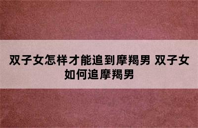 双子女怎样才能追到摩羯男 双子女如何追摩羯男